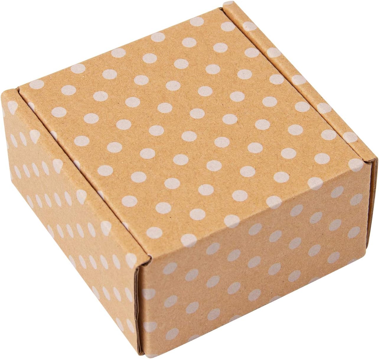 RUSPEPA Recyclable Corrugated Box Mailers - Kraft Cardboard Box White Polka Dot Printed Perfect for Shipping Small - 4 x 4 x 2 Inch - 25 Pack : Office Products