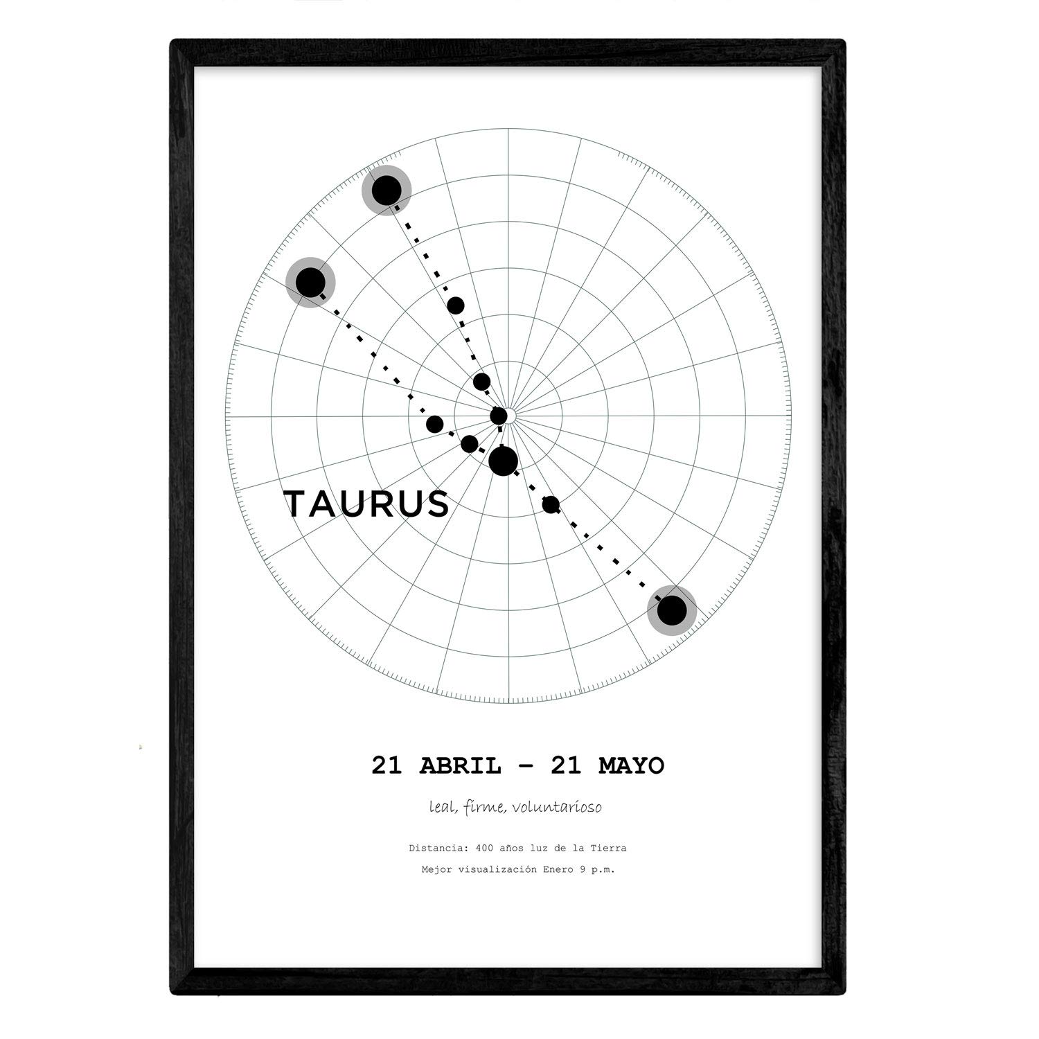 Nacnic Poster with Taurus constellation. Poster with zodiac symbol A3 in size and starry sky background