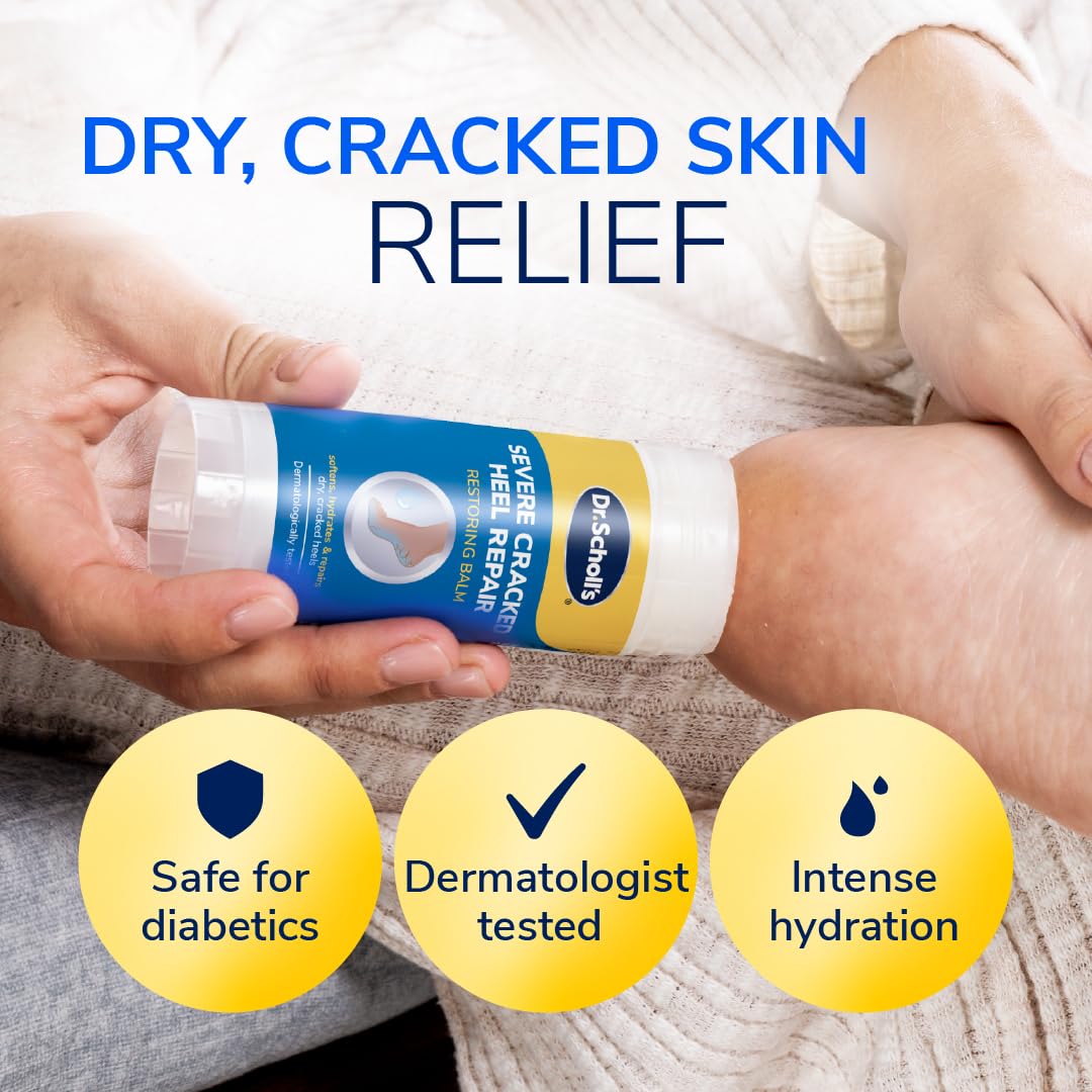 Dr. Scholl's Severe Cracked Heel Repair Restoring Balm 2.5oz, with 25% Urea for Dry, Cracked Feet, Heals and Moisturizes for Healthy Feet