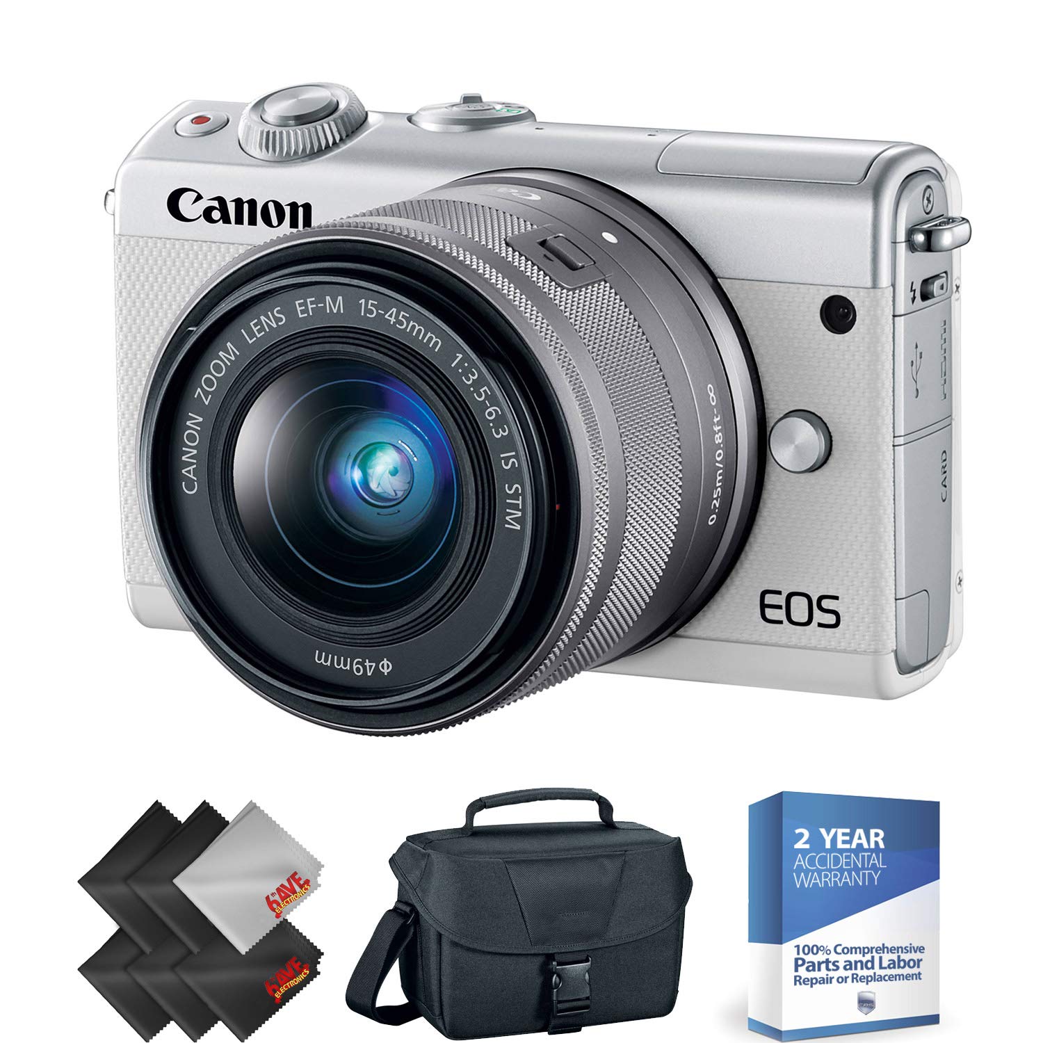 Canon EOS M100 Mirrorless Digital Camera with 1545mm Lens (White