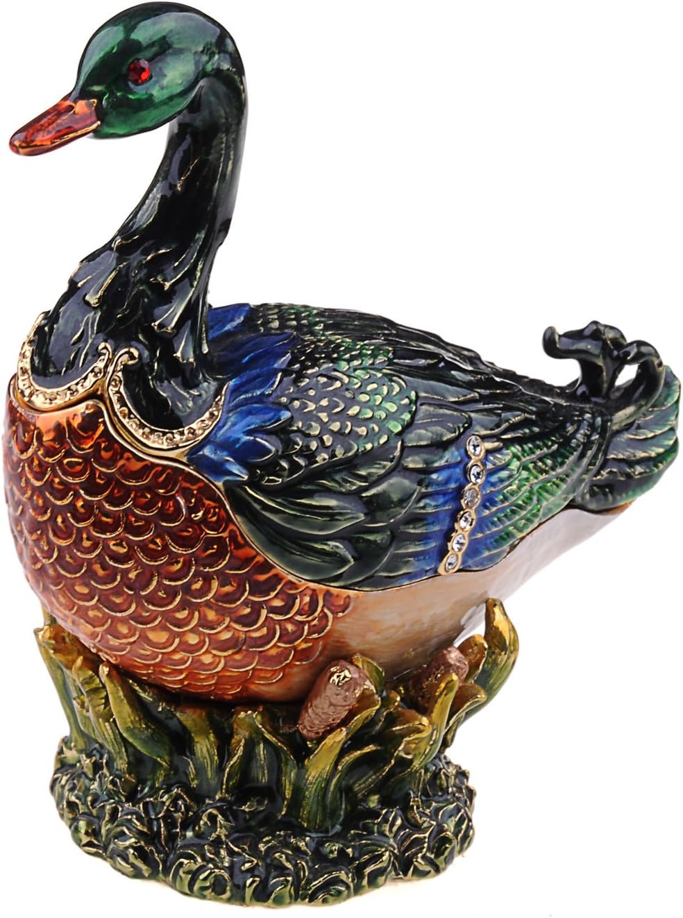 Treasures Jewelled Wild Duck enameled Trinket Box