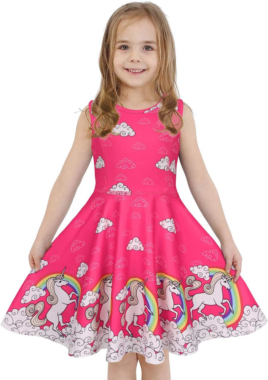 LaBecaGirls Dress Sleeveless Long Sleeve Kids Toddler Little Big Girl Unicorn Mermaid Casual Dresses
