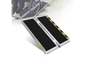 NEOWISM Protable wheelchair ramp 3FT,Non-Slip Folding Aluminum Handicap Ramps,Threshold Ramp for home,Holds up to 800lbs,Wheelchair ramp for steps,Mobility Scooter,Doorways (3FT Useing Height 3-9inch)