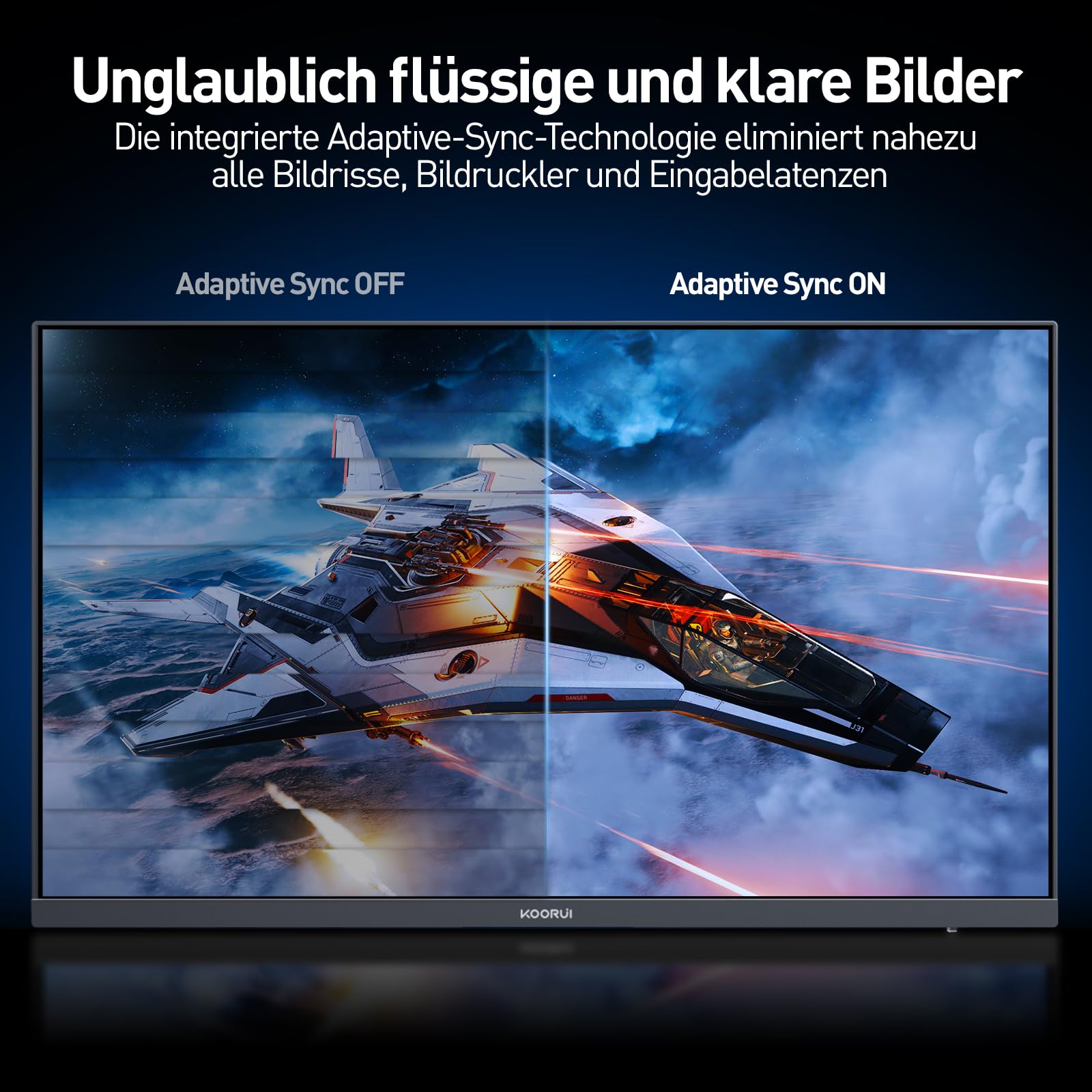 KOORUI G2741L Gaming Monitor 27 Zoll, Dual-Modus 4K UHD 3840x2160 at 160Hz und FHD at 320Hz PC Bildschirm, Fast IPS 1ms HDR 400, 2xHDMI 2.1&DP1.4 5
