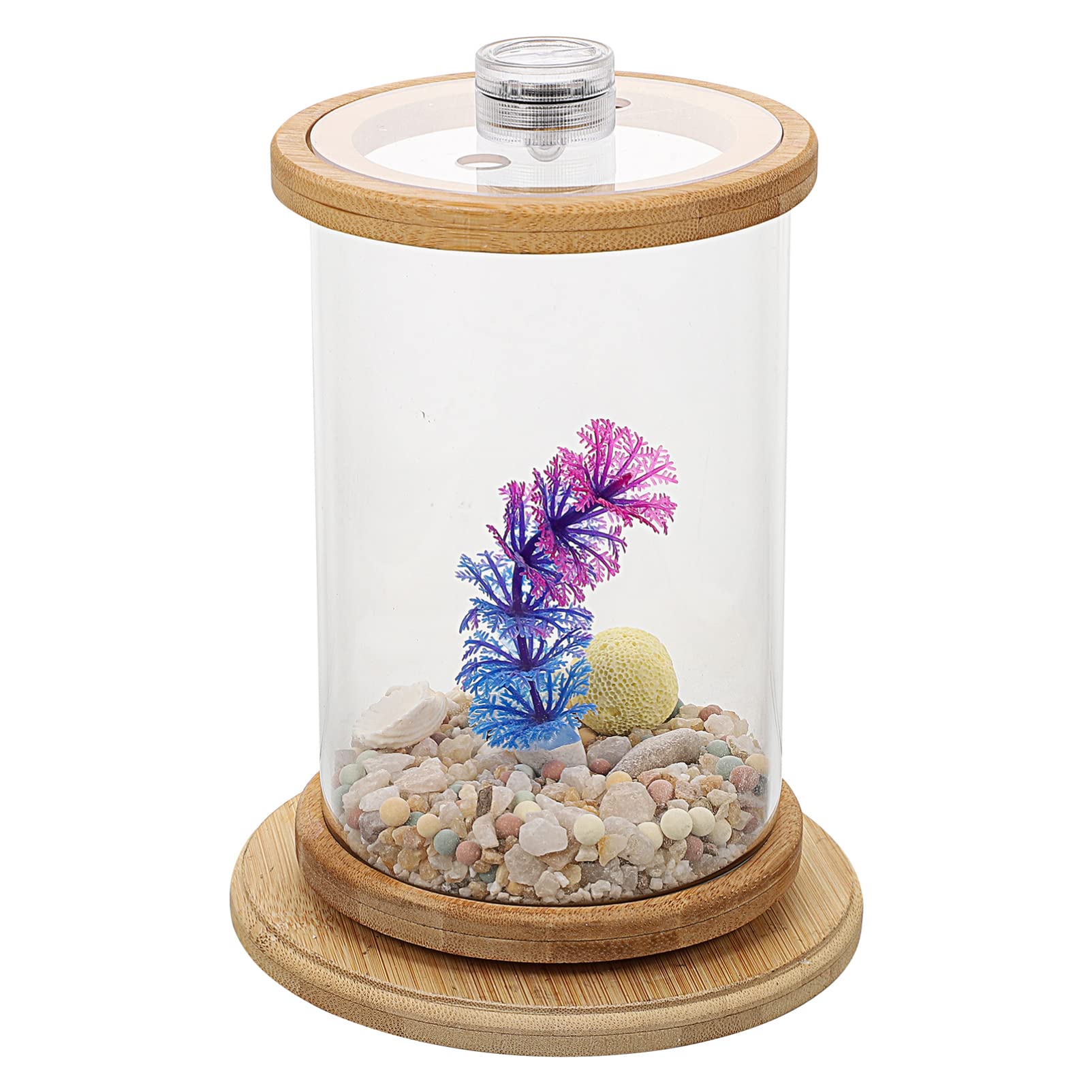 1 Set Aquarium Starter Kits Betta Fish Tank Goldfish Tank with LED Light Fish Bowl Accessories for Reptile Goldfish Shrimp Decor