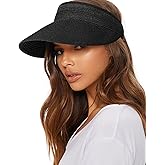 FURTALK Womens Sun Visor Hat Straw Sun Visors for Women Summer Packable Ponytail Beach Hats for Women Travel UPF 80+
