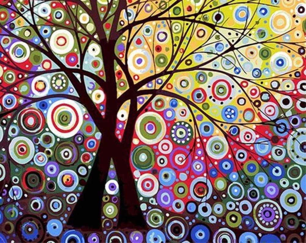 ABEUTY DIY Paint by Numbers for Adults Children Abstract Sun Tree 16x20 inches Number Painting Art Therapy