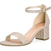 mysoft Women's Chunky Low Heels Open Toe Block Heeled Dress Ankle Strap Pump Wedding Sandals