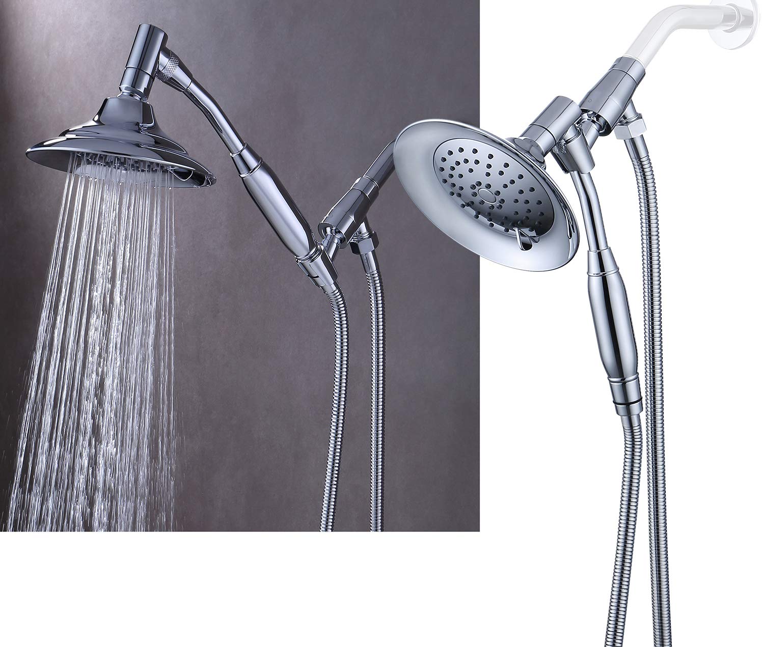 Gpromise Double Height Positioning Shower Head， High Pressure Shower