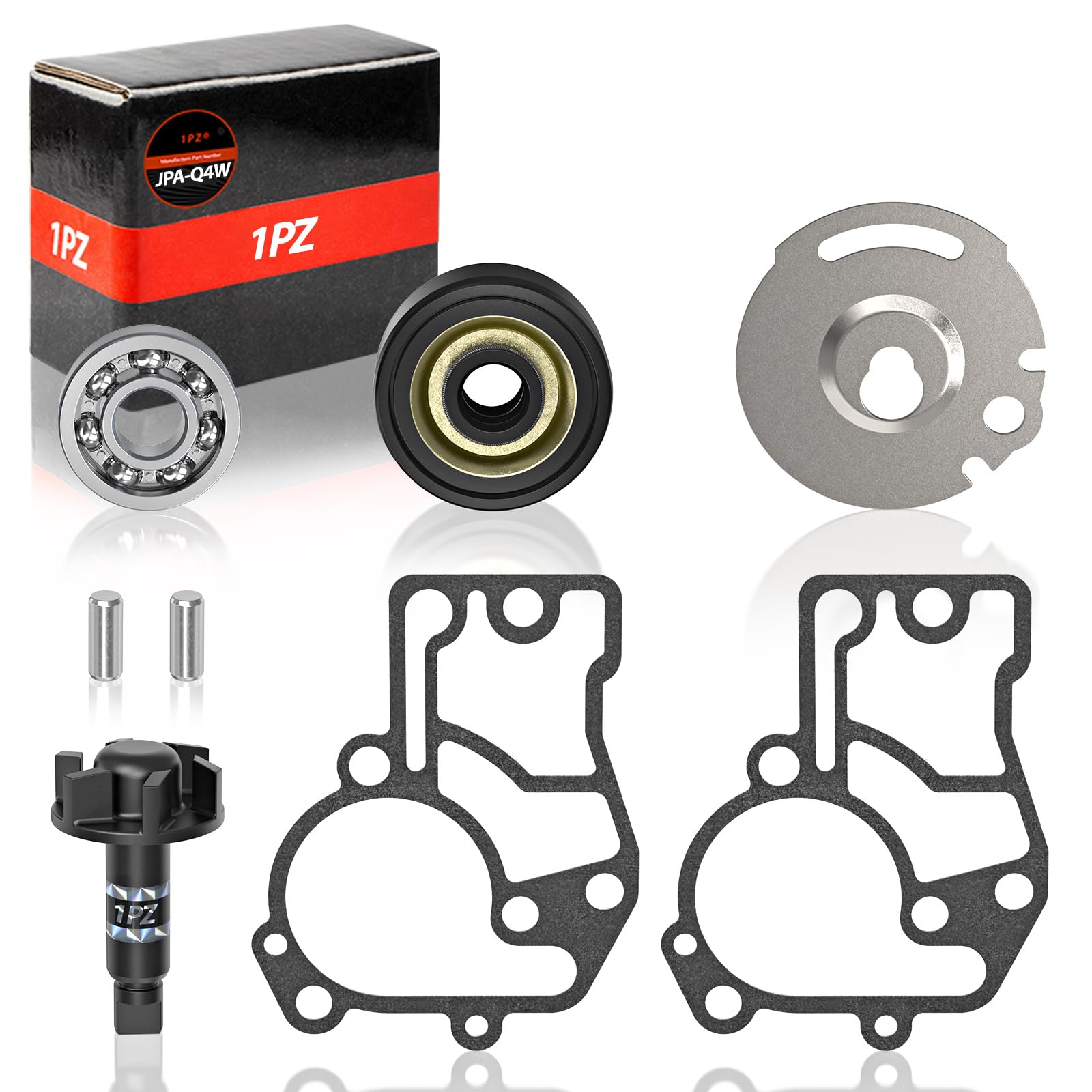 1PZ JPA-Q4W ウォーター ポンプ 修理キット ヤマハ VOX50/ ビーノ VINO CX50 CX50R/ ギア/ジョグ CE50 インペラーシャフト オイルシール ベアリング ポジショニングピン ガスケット 耐久性 バイク 修理 交換 社外品