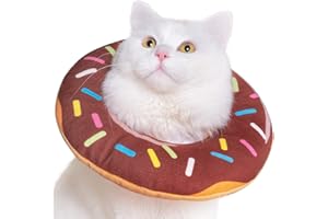 Woiworco Adjustable Soft Cone for Cats, Cute Cat Donut Collar, Cat Recovery Collar, Wound Healing Protective Cone After Surgery Elizabethan Collars for Kitten Pets(M, Chocolate)