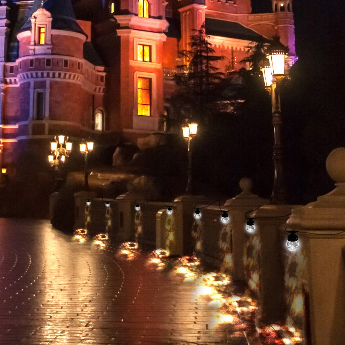 Acrato - Ghirlanda luminosa LED, proiettore a energia solare USB, 7 m, 8 luci LED, da esterno, impermeabile, con pannello solare, per la decorazione di finestra, camera, giardino, Natale, feste, compleanni, multicolore