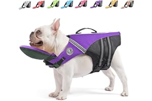 Mklhgty Dog Life Jacket, Reflective Dog Life Vest with Removable Neck Float High Buoyancy for Swimming and Boating, Ripstop Pet Safety Swimsuit Rescue Handle for Small Medium Large Dogs