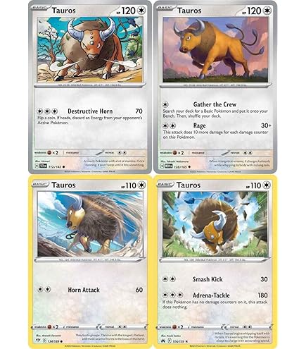 Amazon.com: Tauros – x4 Pokemon Card Lot – Stellar Crown Pokemon 151  112/142 : Toys & Games
