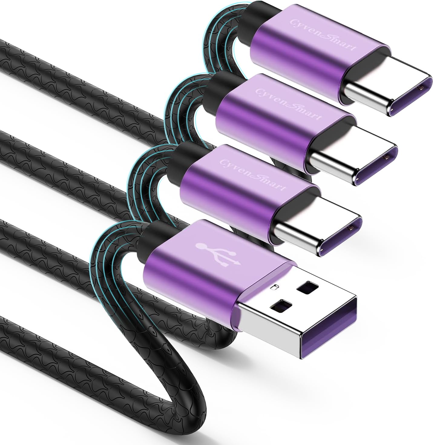 Photo 1 of [3Pack 6ft] Compatible with Samsung Galaxy S9 S10 S8 Plus Charger Cord(3A Fast Charging), TPE USB C Type Charger Cable,USB A to Type C Replacement for Samsung A32/A12/A10e/A20/A51/Note 20/9/8LG-Purple