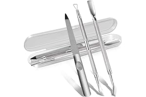 GIONFE 3PCS Cuticle Pusher and Gel Polish Remover Set with Nail Files, Salon Quality Metal Acetone Gel Nail Polish Peeler Scraper Durable Professional Manicure Pedicure Cleaner Tool For Fingernail Toenail