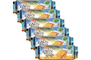 Britannia Nice Time 5.29oz (150g) - Delicious Coconut Biscuit Crunchy - Kids Favorite Breakfast & Tea Time Snacks (Pack of 6)