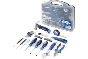 URASISTO Tool Kit 46-Piece, Household Basic Complete Hand Repair portable Tool Set with Plastic Toolbox Storage Case