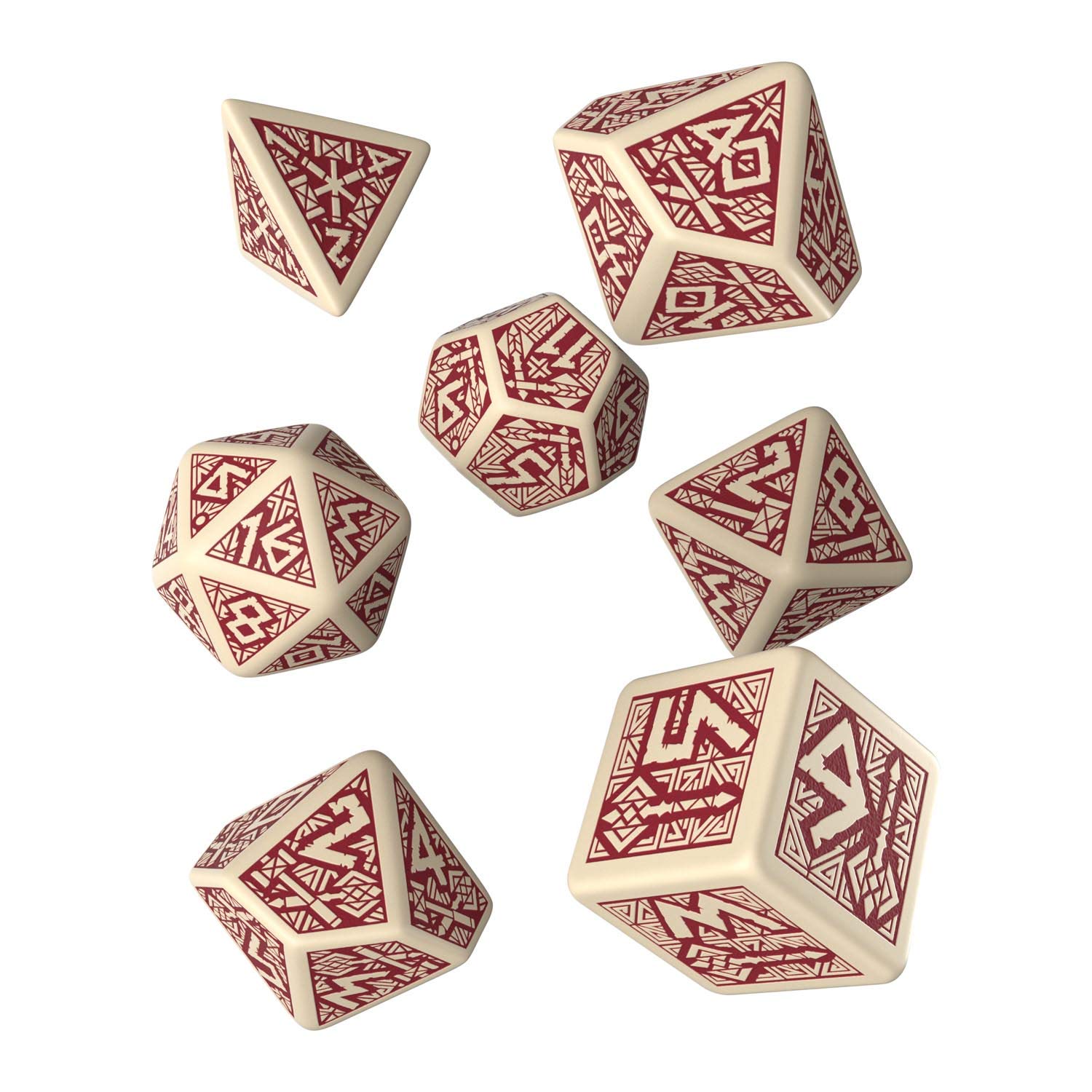 Q-Workshop DWA87 Dwarven Dice Beige/Burgundy (7)