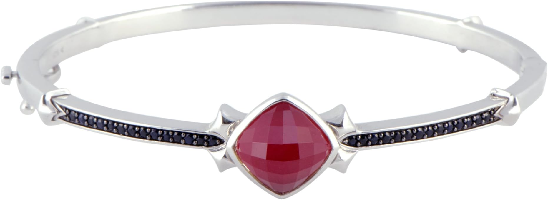 Stephen Webster Superstud Silver Black Sapphire Coral and Quartz Bangle Bracelet