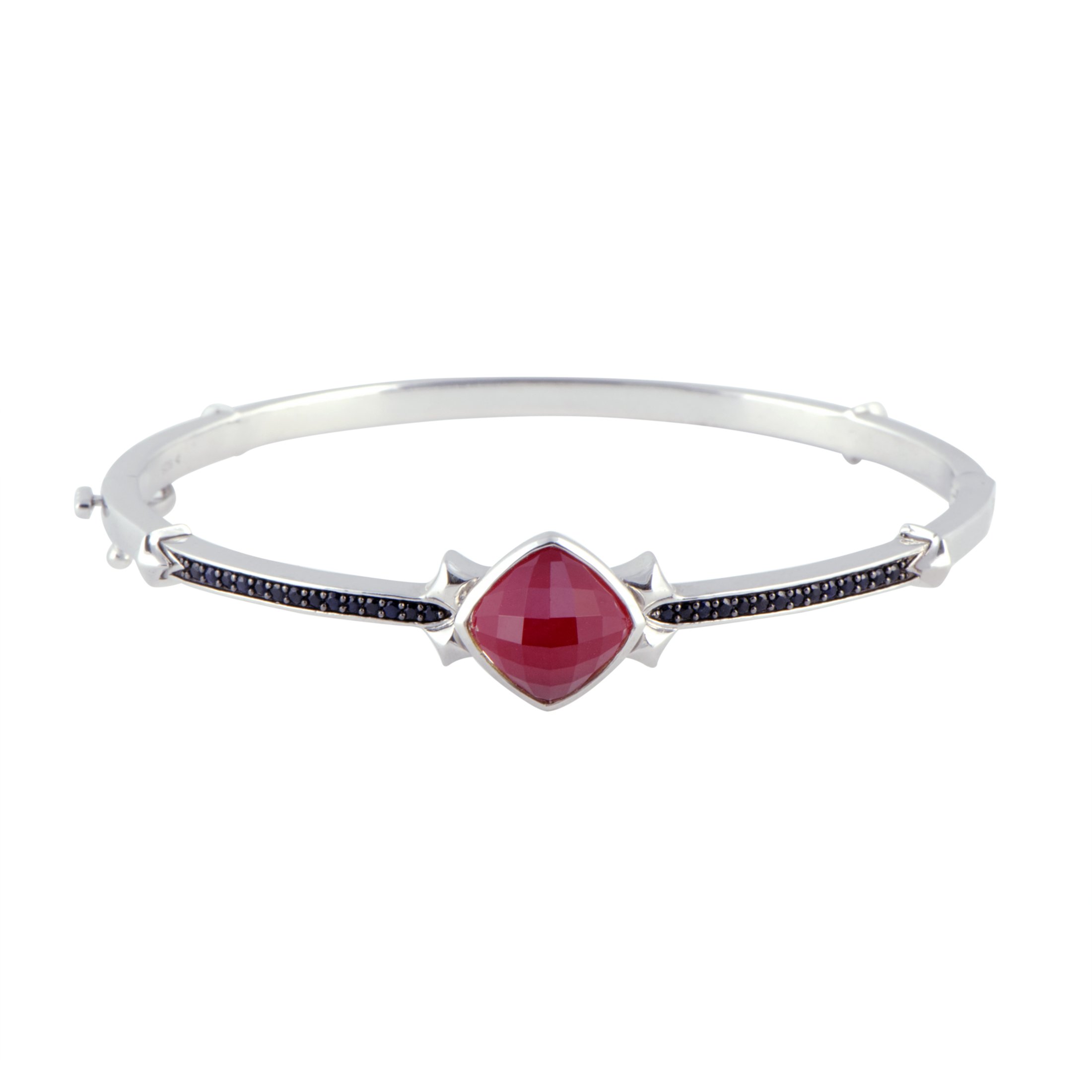 Stephen Webster Superstud Silver Black Sapphire Coral and Quartz Bangle Bracelet