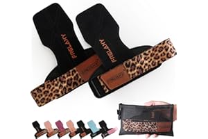 Frelaxy Weight lifting Grips Women, Weightlifting Wrist Straps with Cushion Wrist Loop, Double Layer Leather, and Storage Pou