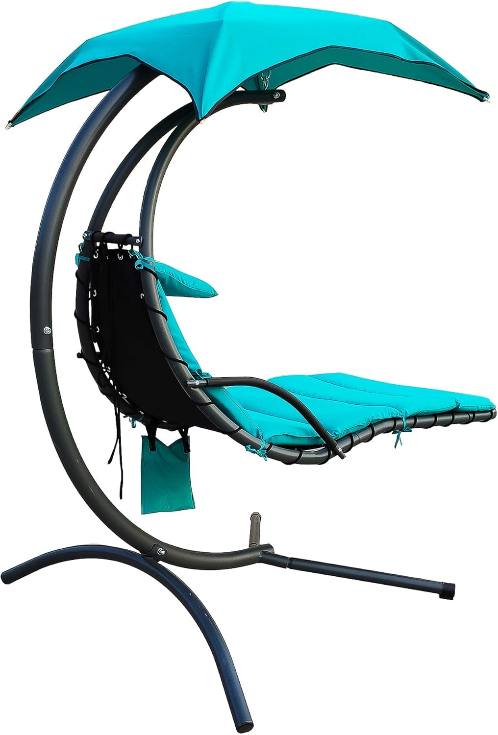 BalanceFrom Hanging Curved Chaise Lounge Chair Swing with Cushion, Pillow, Canopy, Stand and Storage Pouch, 330-Pound Capacity, Aqua : Sports & Outdoors