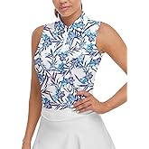 Soneven Womens Sleeveless Golf Shirt Moisture Wicking Athletic Golf Tank Top Printed Polo Tennis Shirts (XS-3XL)