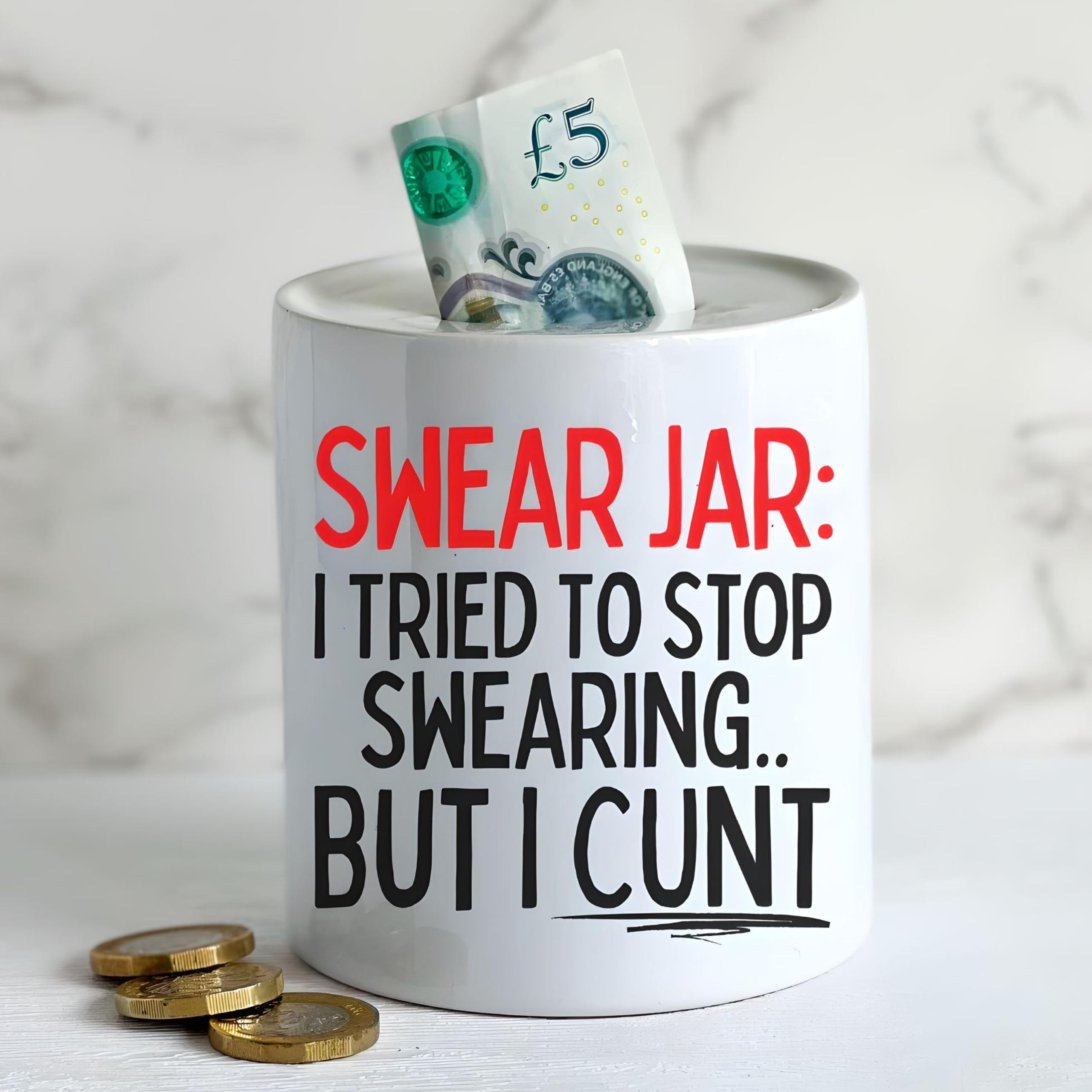 Ceramic Funny Rude Moneybox - Swear Jar - I Tried To Stop Swearing But I Cunt