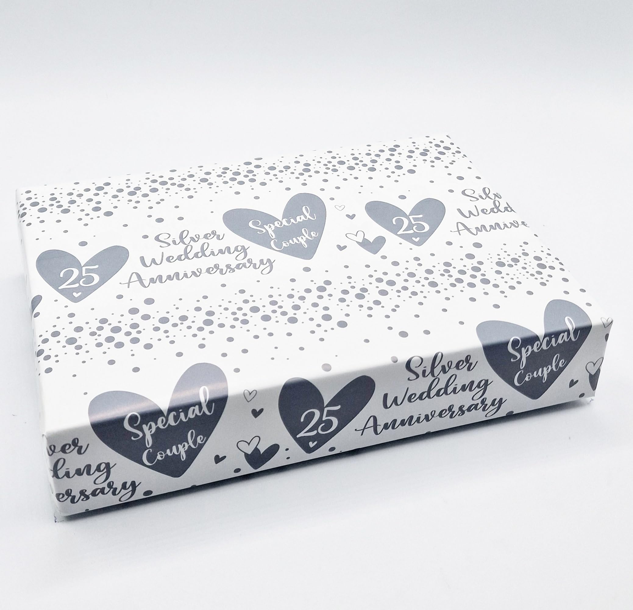 2 Sheets + 2 Matching Gift Tags 25th Wedding Anniversary Wrapping Paper Silver Wedding Anniversary Giftwrap (BGC)