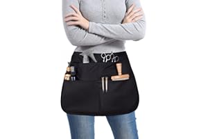 SupplyMaid Waterproof Hair Stylist Apron with 5 Pockets - Bleach-proof Half Waist Apron for Salons, Cosmetology, & Groomers