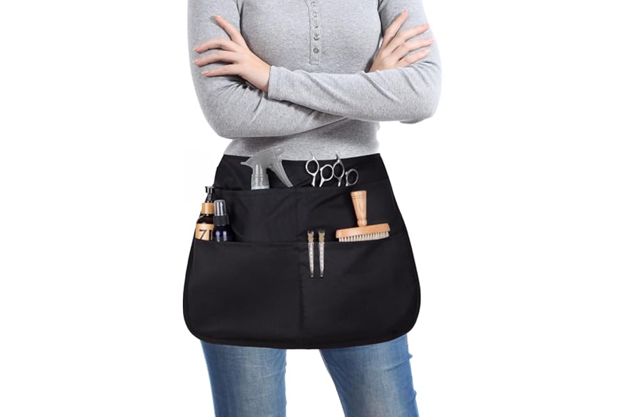 SupplyMaid Waterproof Hair Stylist Apron with 5 Pockets – Bleach-proof Half Waist Apron for Salons, Cosmetology, & Groomers