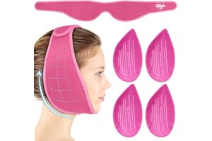Hilph Face Ice Pack Wisdom Teeth Ice Pack Head Wrap with Washable Jaw Wrap and 4 Replacement Hot Cold Pack for Facial Oral Surgery, TMJ, Tooth Extraction, Dental Surgery, Tonsillectomy Recovery Red