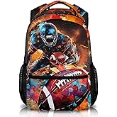 Homexzdiy Football School Backpack for Boys, Football Backpacks for Kids Students Age 6-18, Kids Bookbag for Primary, Middle High School, 17 Inch Large Capacity Schoolbag Supplies Gifts