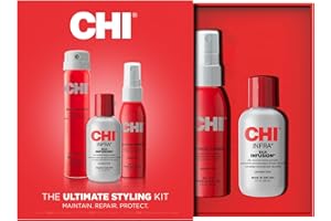 CHI Infra Ultimate Styling Gift Kit, 2 Oz Silk Infusion, 2 Oz 44 Iron Guard & 2.26 Oz Texture Hair Spray, Sulfate, Paraben, &
