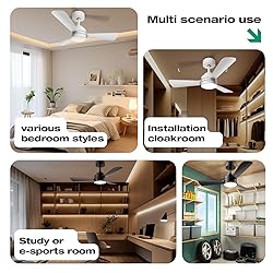 28"Ceiling Fans with Lights, Flush Mount Ceiling