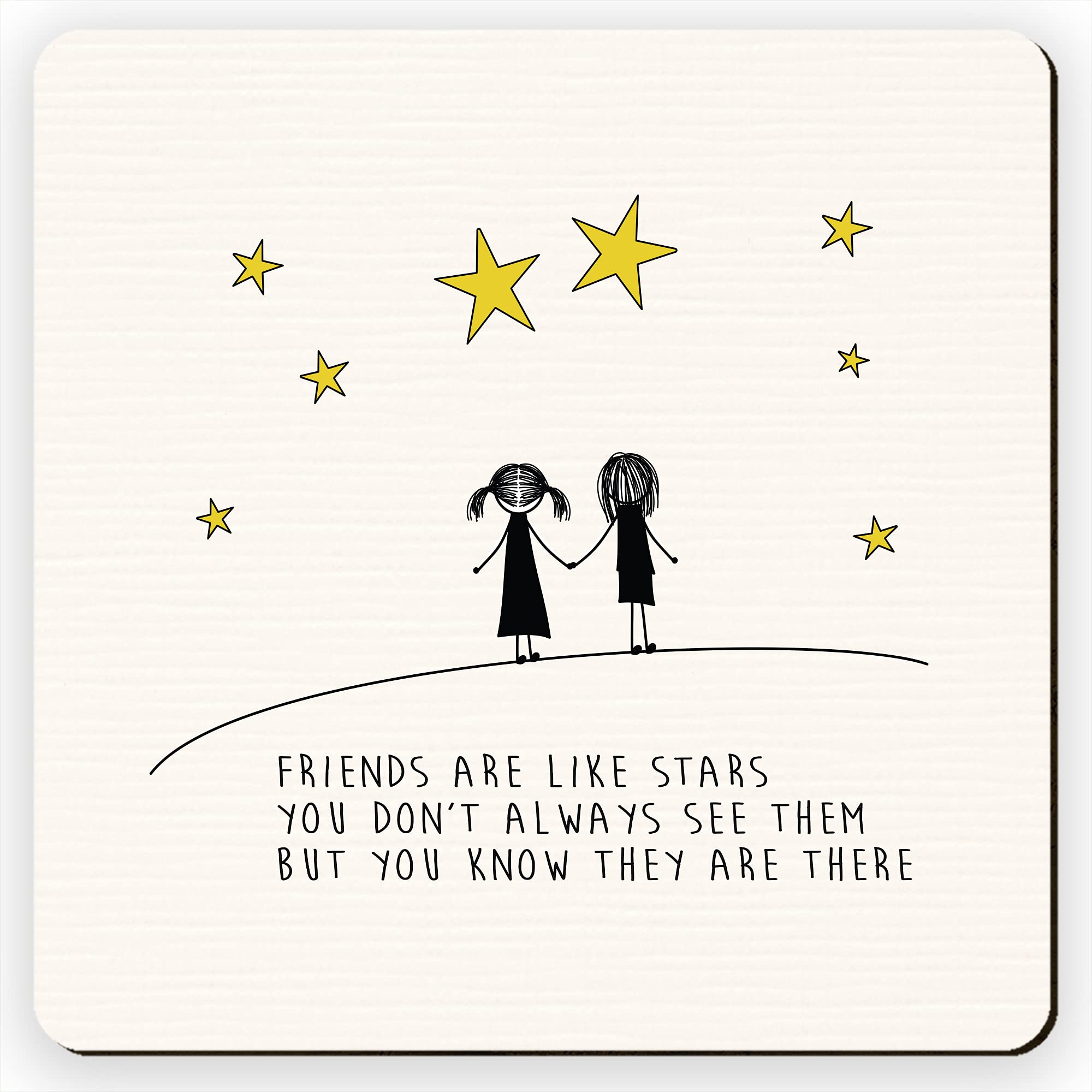 Dorothy Spring Friends Are Like Stars Wooden Coaster Cork Base Inspirational Friendship Drink Coaster Gift