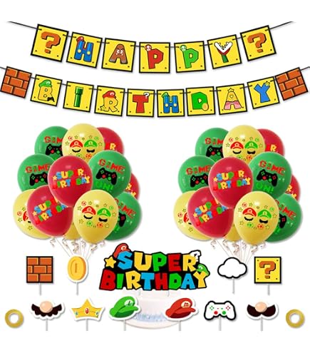 Amscan Super Mario Brothers Birthday Balloons - Pack Of 6, 12 Inch Latex