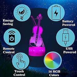 POSSHE Violin Night Light, Violin Gifts, Cello 3D