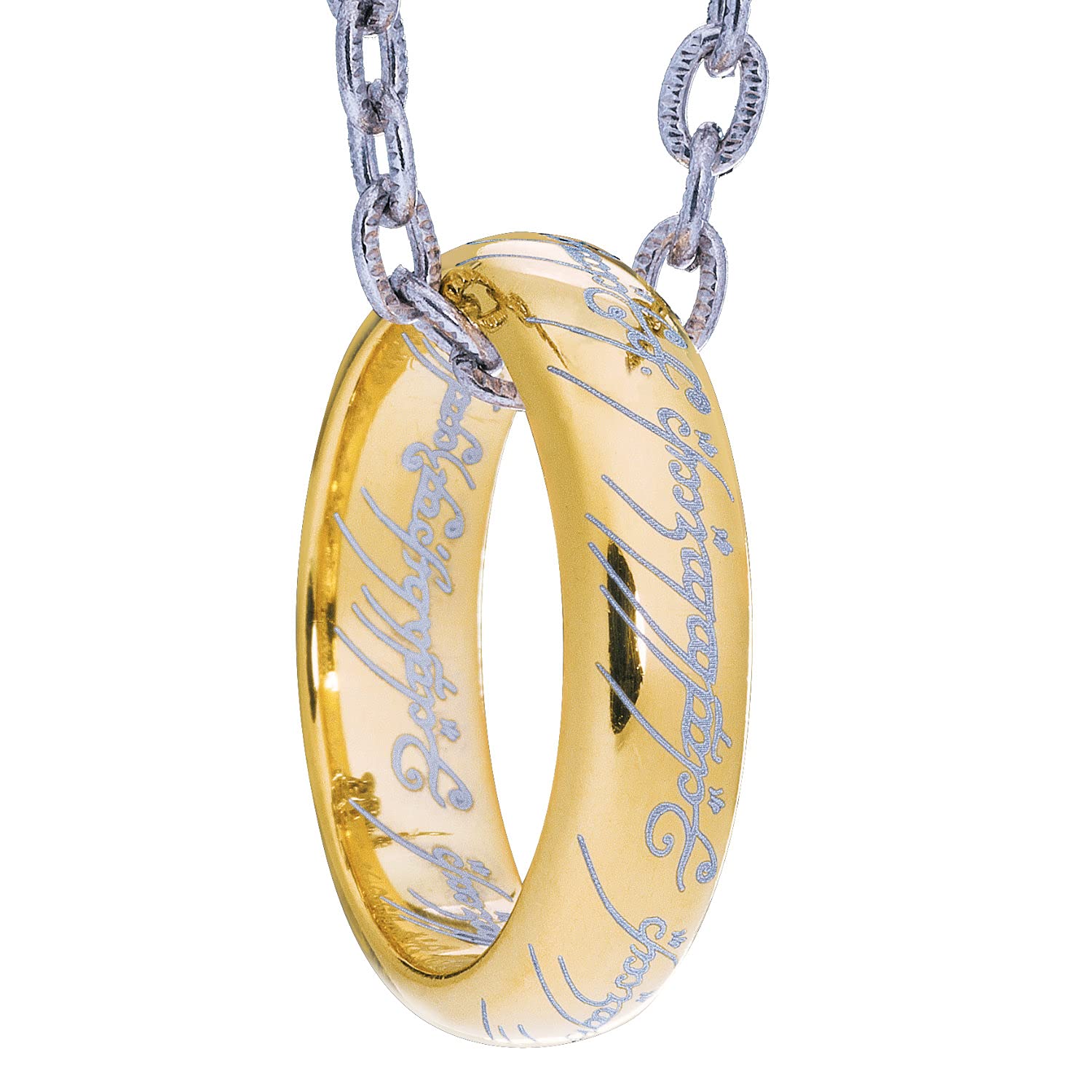 The Noble Collection The Lord of the Rings The One Ring - Gold Plated Sterling Silver One Ring on 24in (61cm) Chain - Officially Licensed Film Set Movie Props Jewellery Gifts