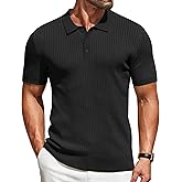 COOFANDY Mens Knit Polo Shirts Short Sleeve Casual Textured Polo T Shirt Summer Ribbed Collared Golf Shirts