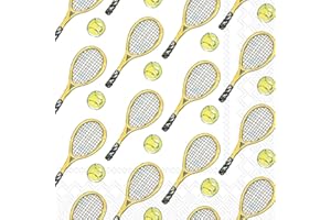 IHR Ideal Home Range Cocktail Napkins Rosanne Beck Disposable 3-Ply Paper Party Napkin Pack, 5" x 5", Tennis, 20-Count