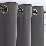 PONY DANCE Grey Blackout Curtain 52x95 Inch Eyelet Thermal Sun Blocking view 3
