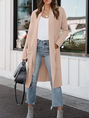 Long Cardigan Outfit Beige Cardigan Sweater Womens ANRABESS - Main Image