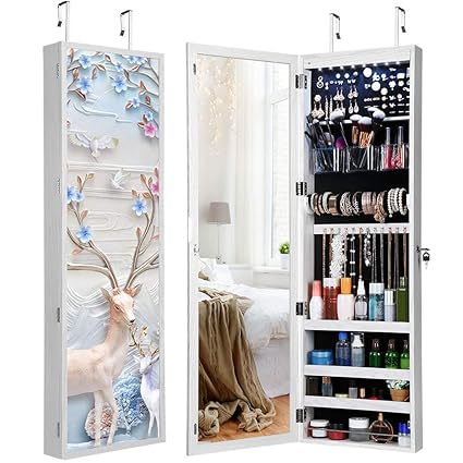 Langria Jewellery Cabinet With Full Length Mirror And Stunning 3d