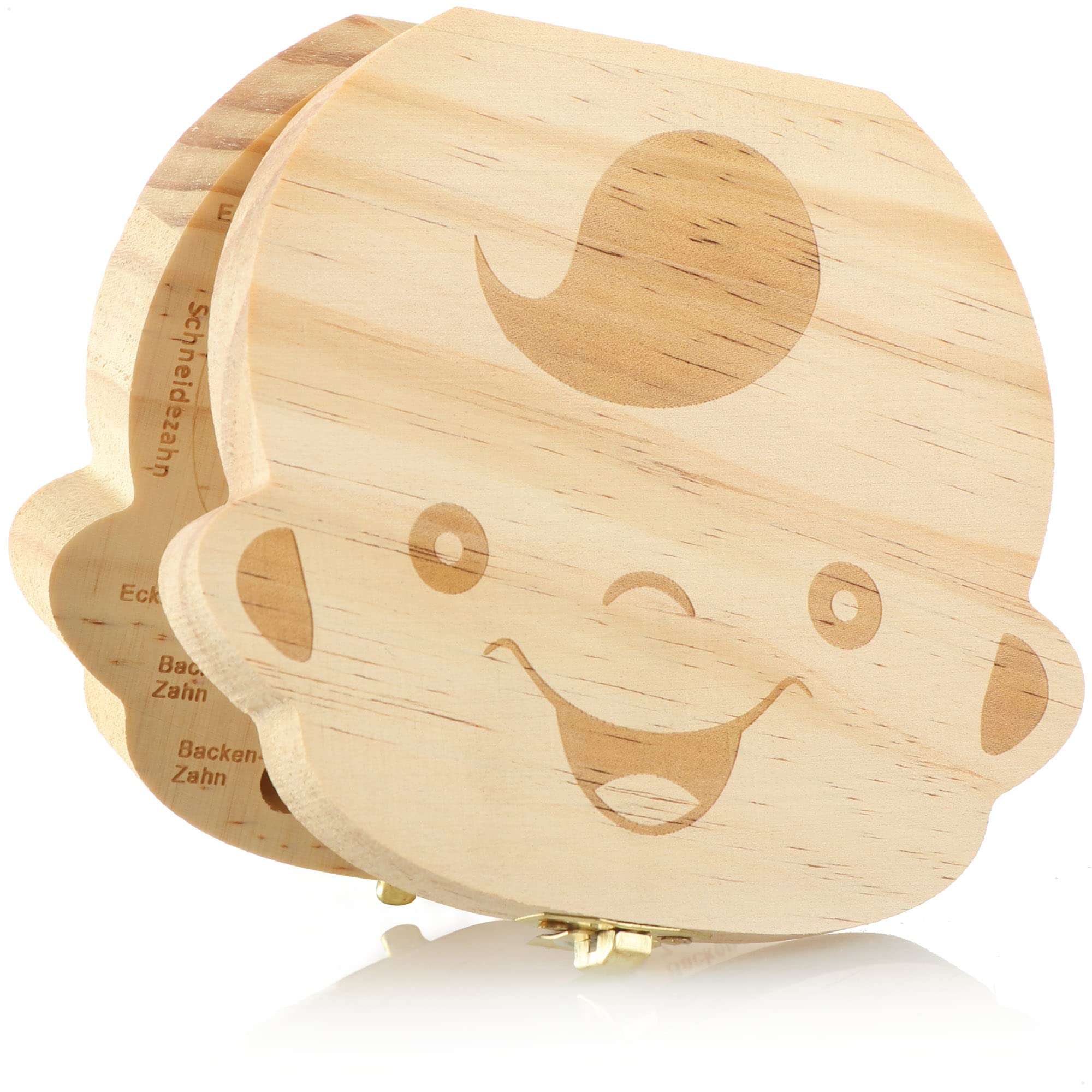 com-four® milk tooth box, tooth box for milk teeth and the first hair, wooden tooth box, milk tooth box for boys, tooth fairy box (1 piece - boy)