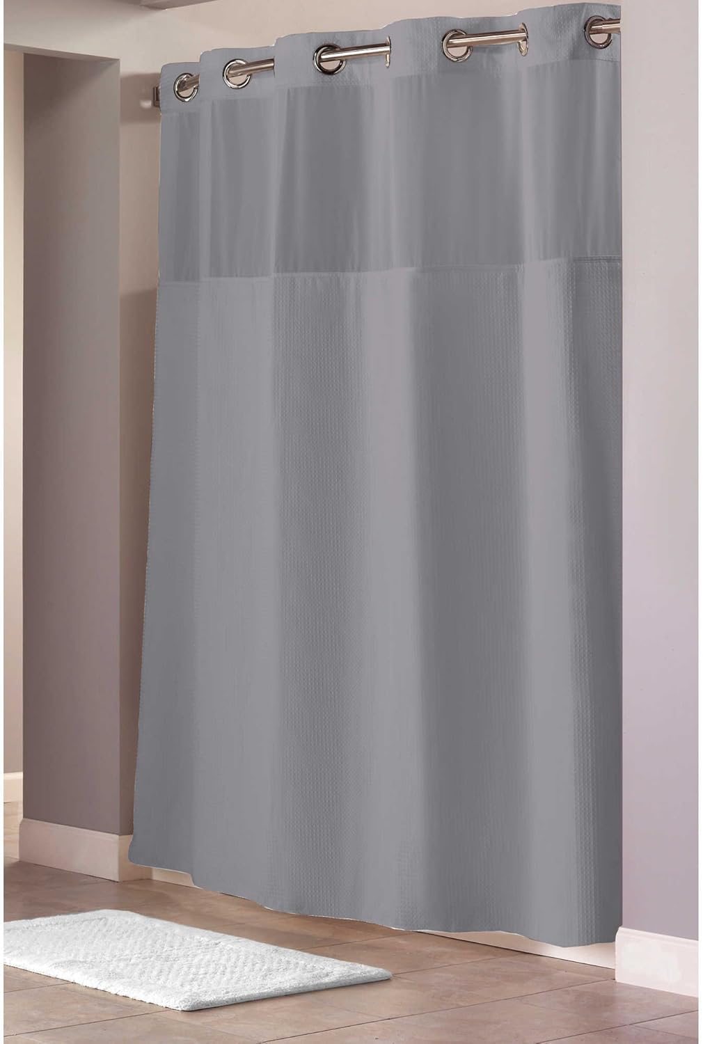 Amazon Com Hookless Waffle Fabric Shower Curtain Size 54 X