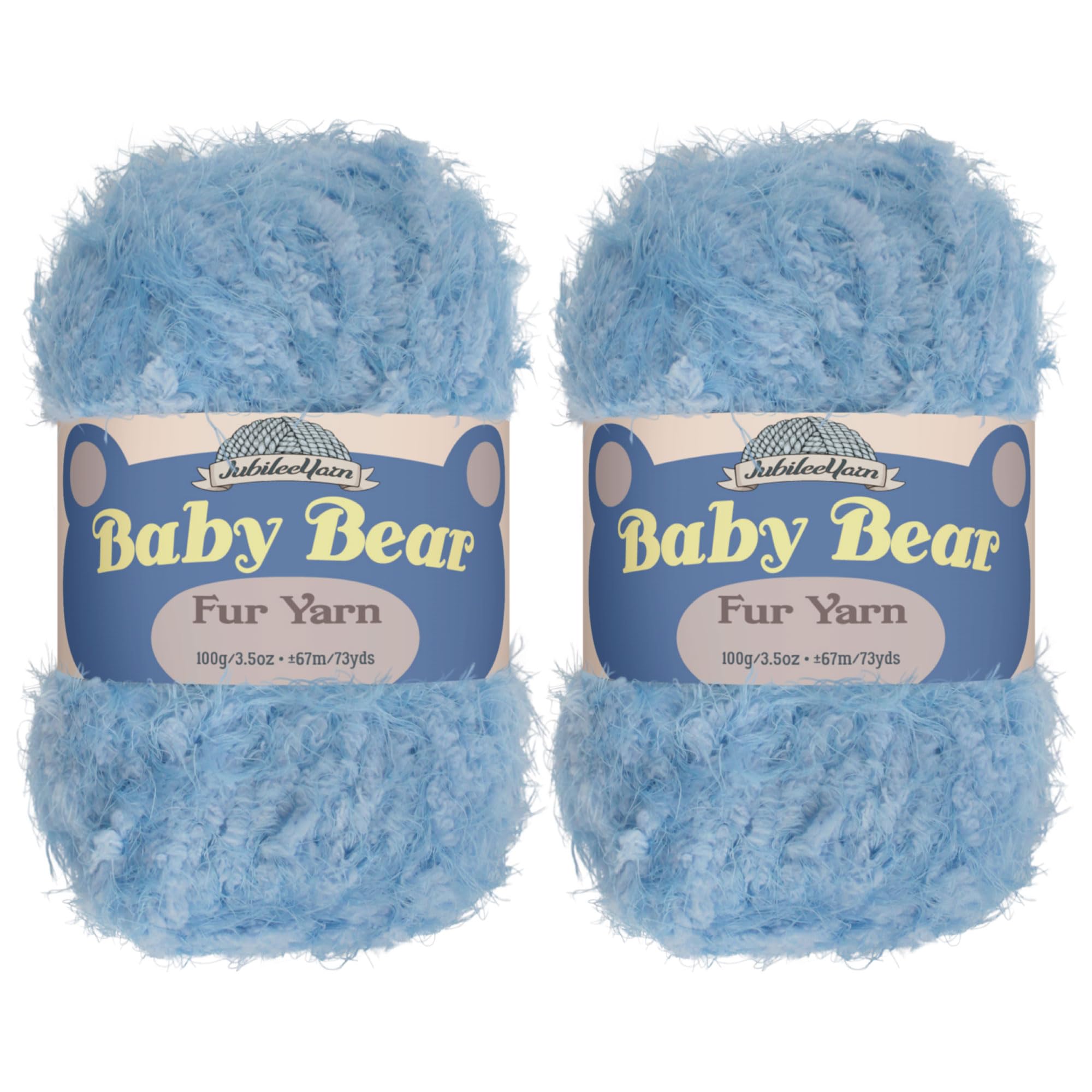JubileeYarn Baby Bear Yarn - Chunky Weight Polyester Fur - 100g/Skein - Baby Blue - 2 Skeins