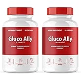 (2 Pack) Gluco Ally Capsules, Official GlucoAlly Advanced Formula, Gluco Ally Pills, Gluco Ally Maximum Health Formula and Wellness, Gluco Ally Support Pills Reviews, 120 Capsules 2 Month Supply