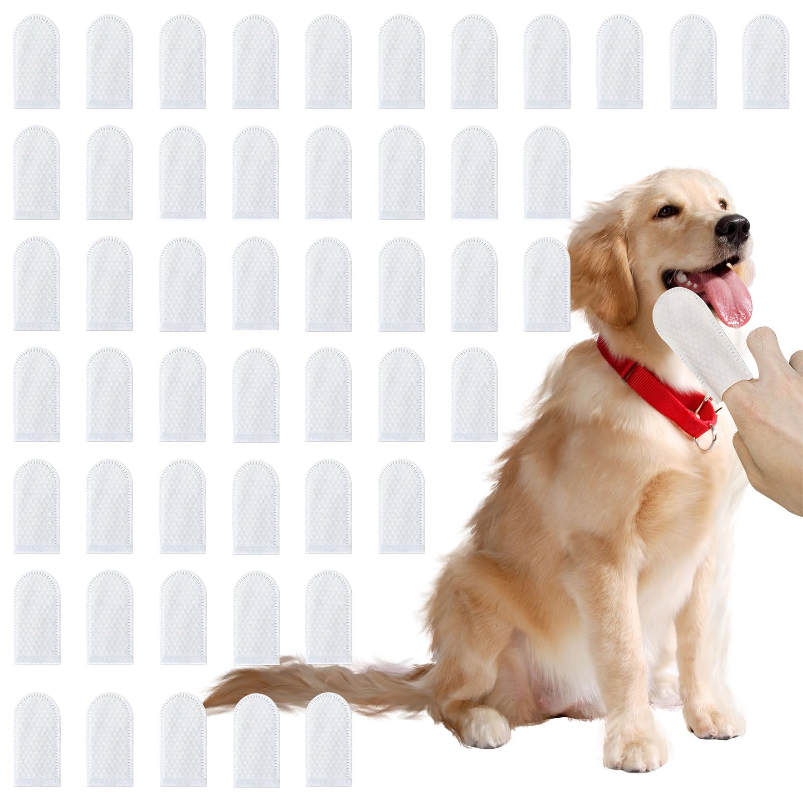 Dog Tooth Wipes,50PCS Dental Care Finger Wipes for Dogs Teeth,Cats Dogs Finger Toothbrush Disposable Dog Ear Cleaning Pads for Daily Use and Travel